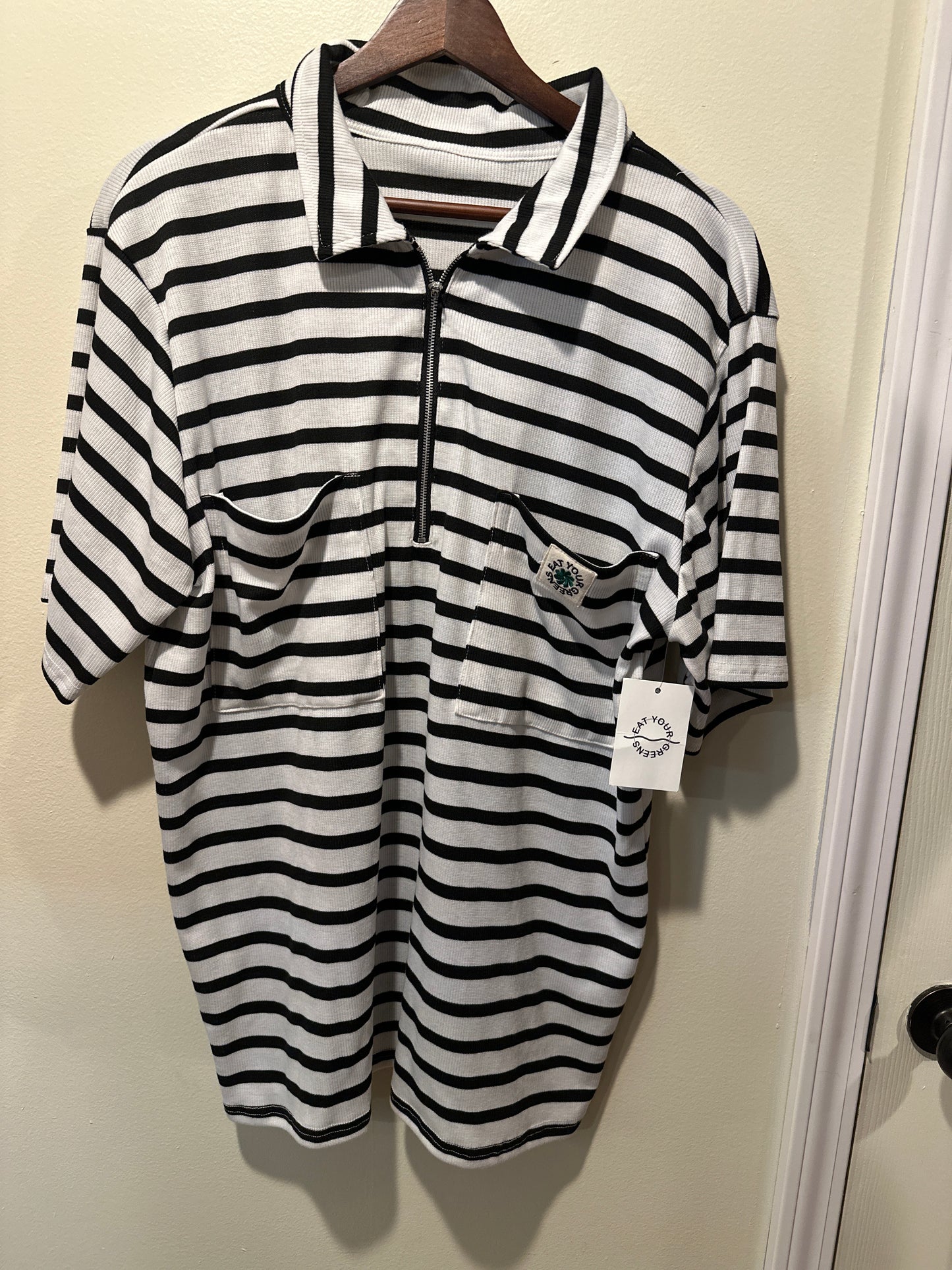 Striped 1/4 zip up