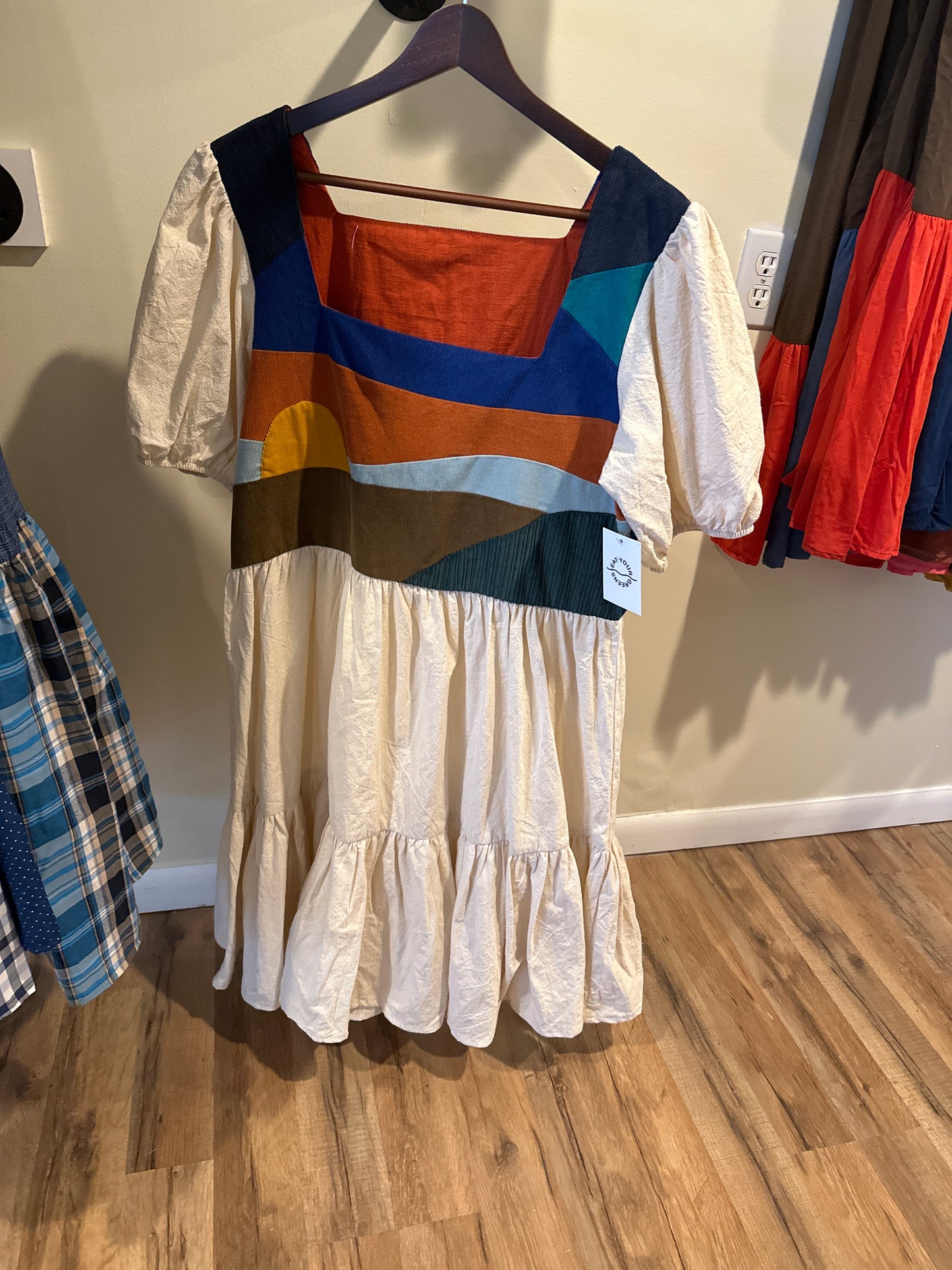 Linen sun patchwork dress