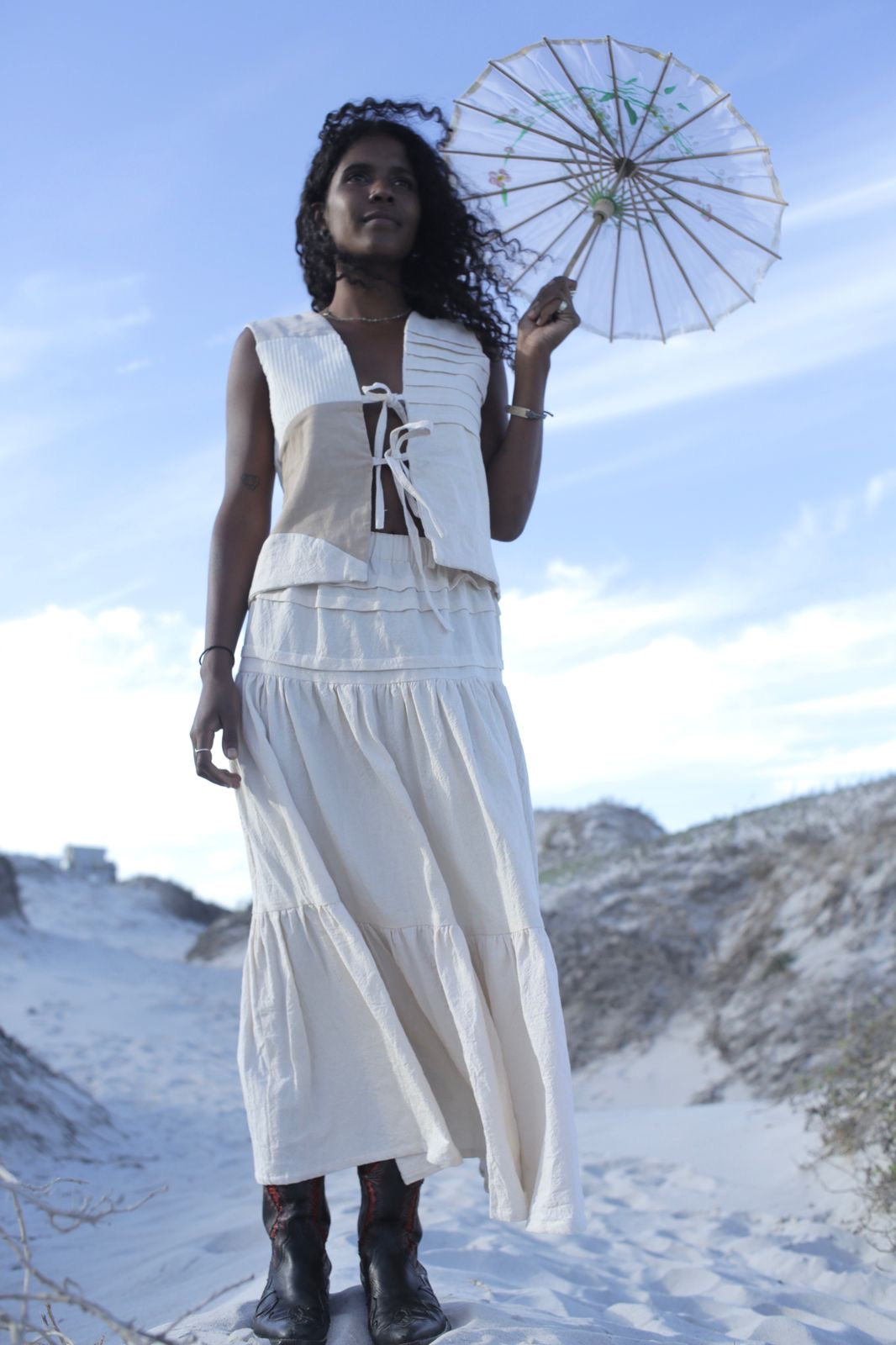 Beige Organic Linen Skirt