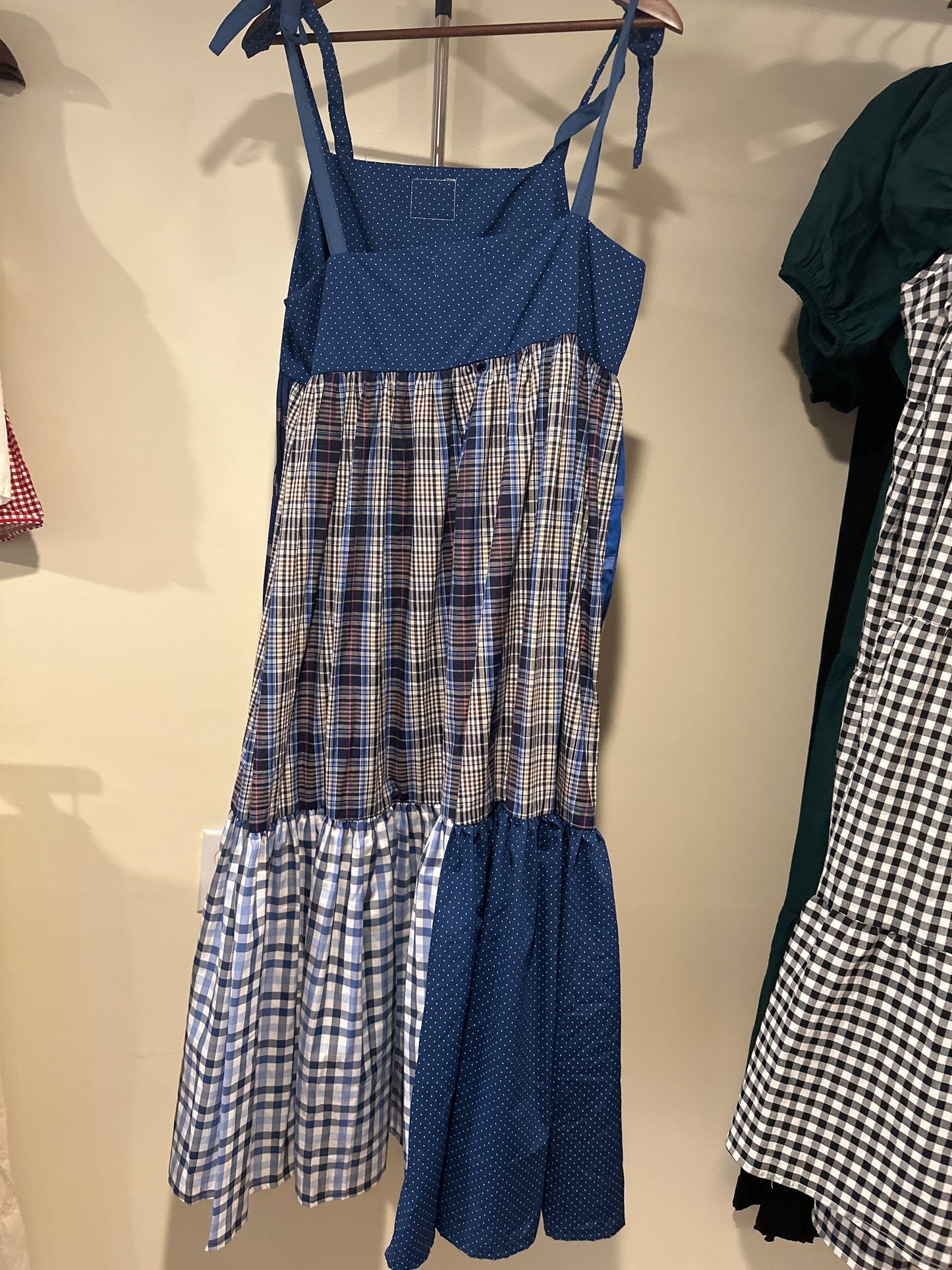 Navy Plaid Patchwork Dress