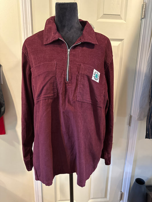 Burgundy Cord 1/4 zip