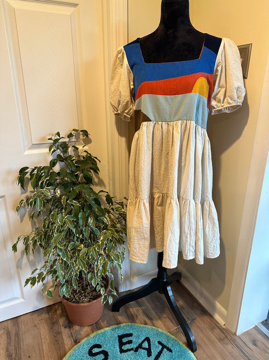 Linen sun patchwork dress