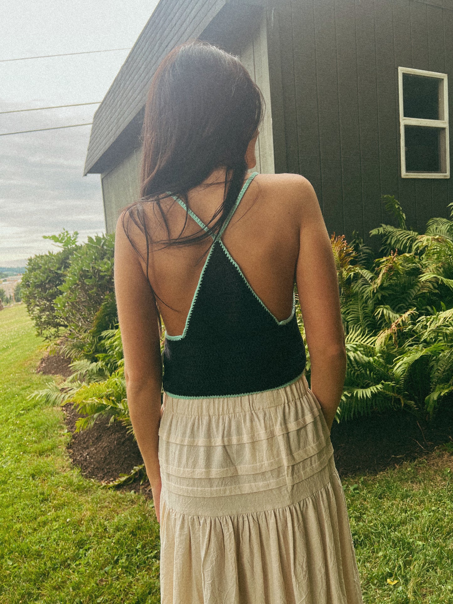 Black and Blue Crochet Top