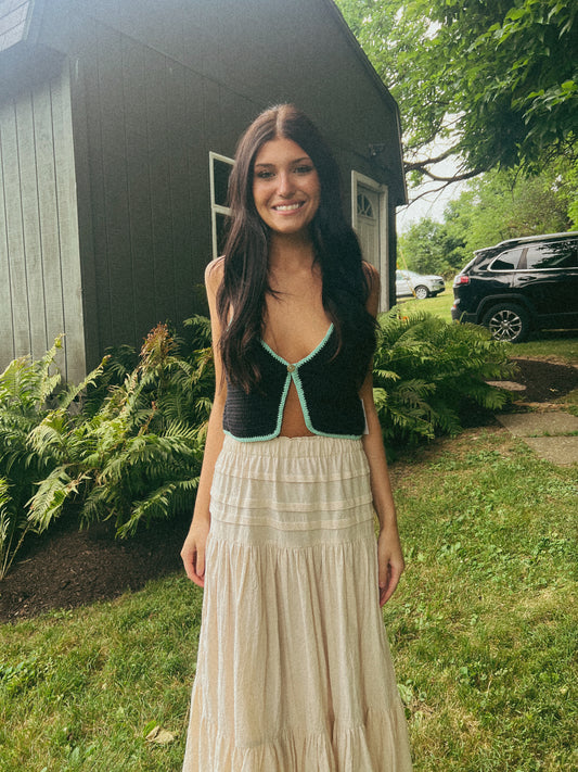 Black and Blue Crochet Top